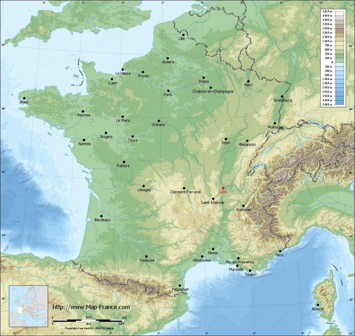 kaart Lyon geographic