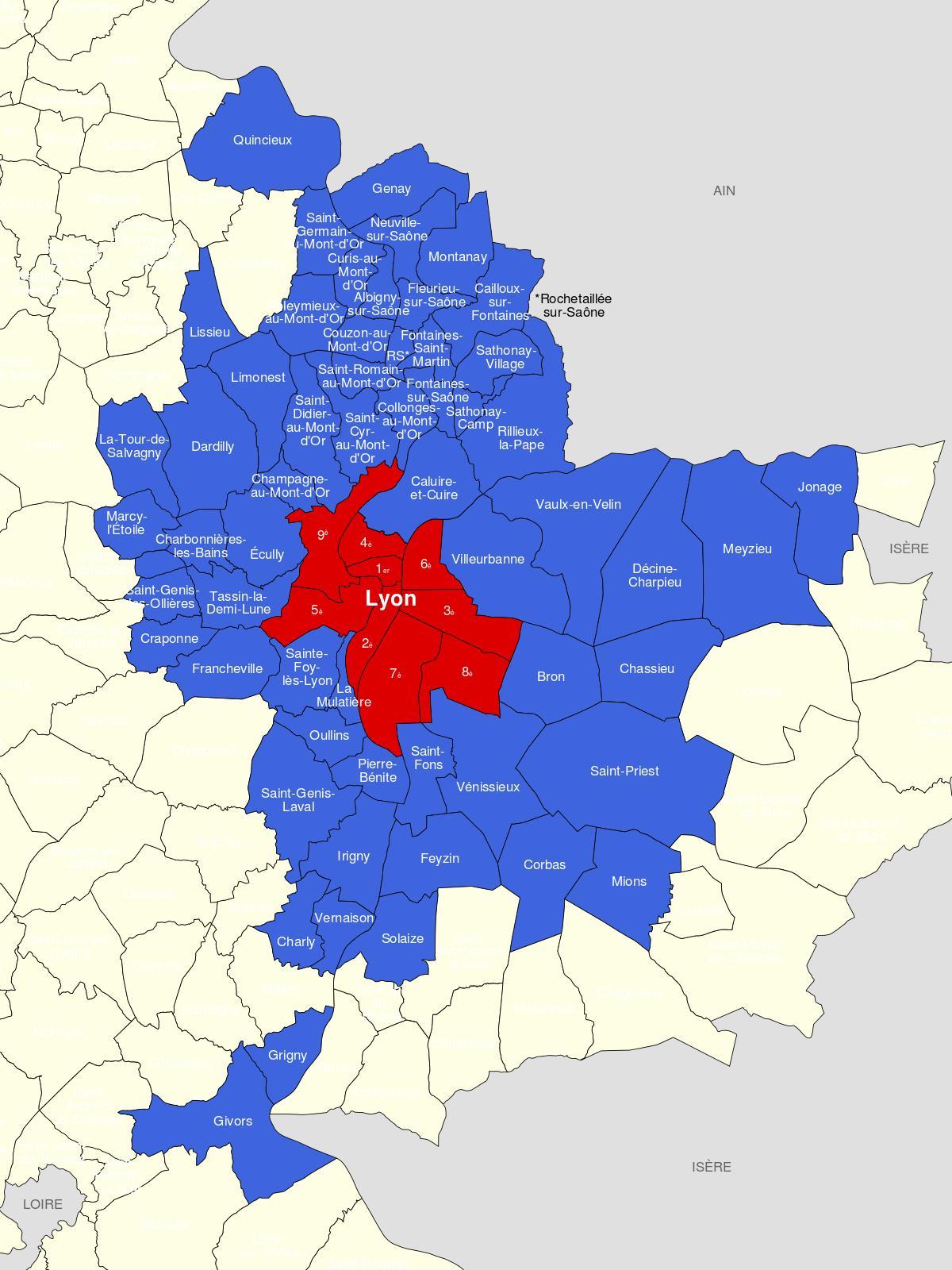 kaart Lyon ala