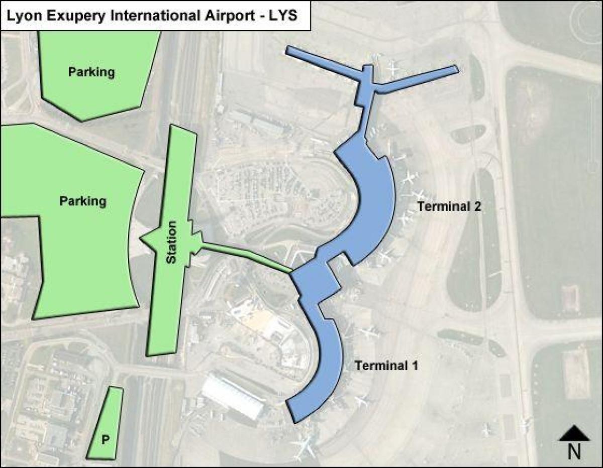 Kaart Lyon lennujaama terminal
