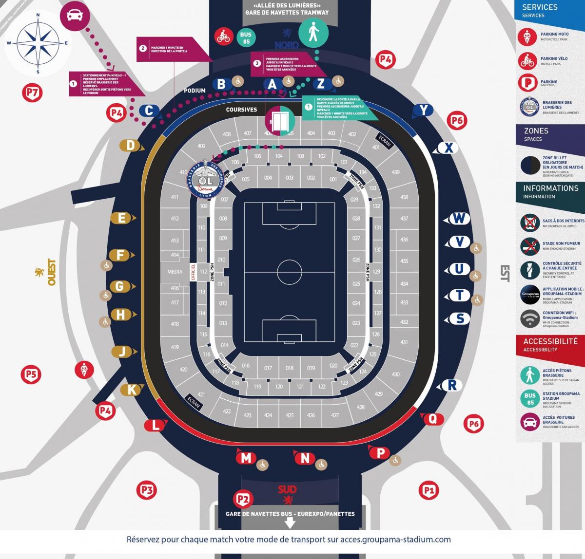 kaart Lyon staadion