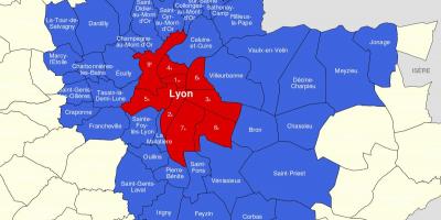 Kaart Lyon äärelinnas 